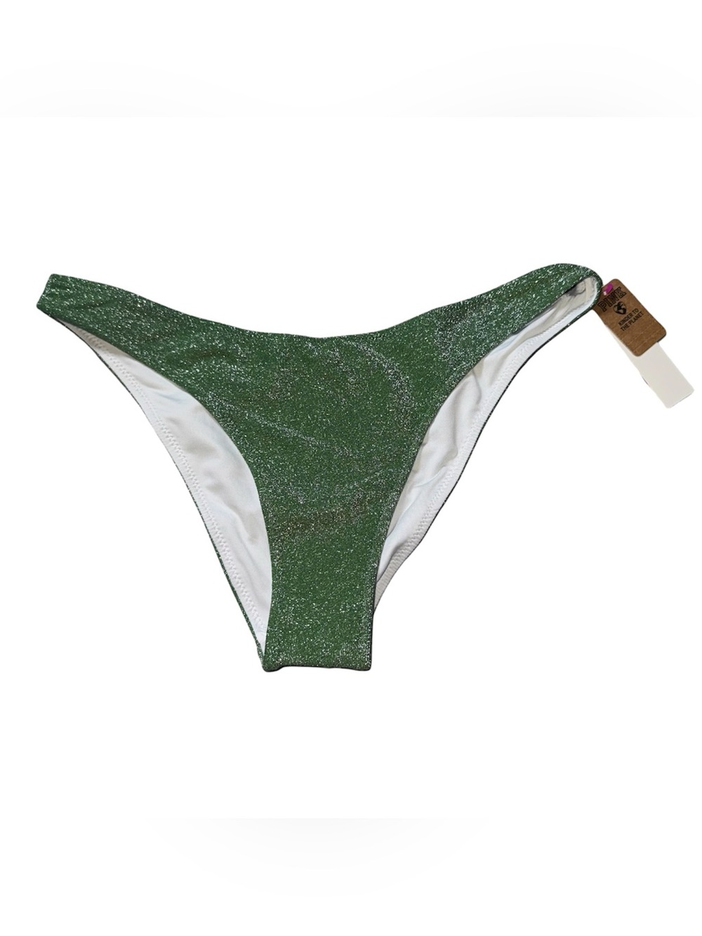 Victoria’s Secret PINK Shimmer Brazilian Bikini Bottom in Forest Pine
